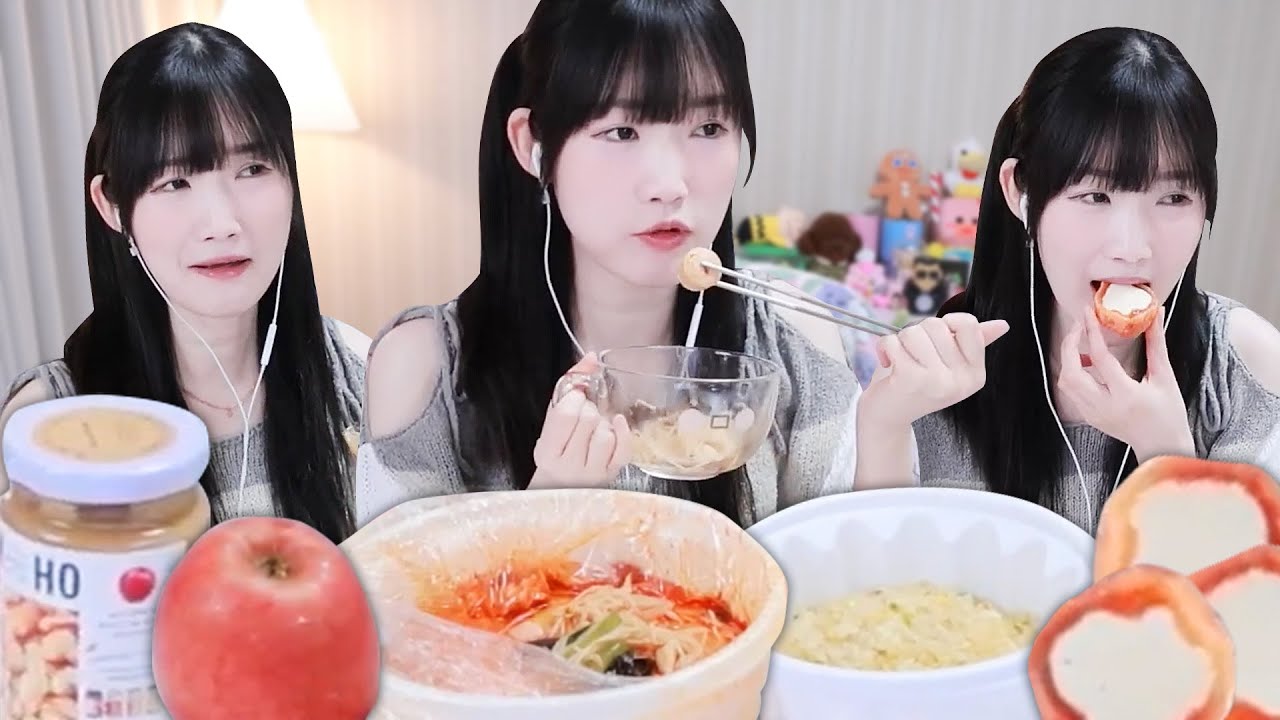 푸드파이트 했습니다💪🏻 마라탕 + 땅콩버터사과 + 크림치즈곶감까지!