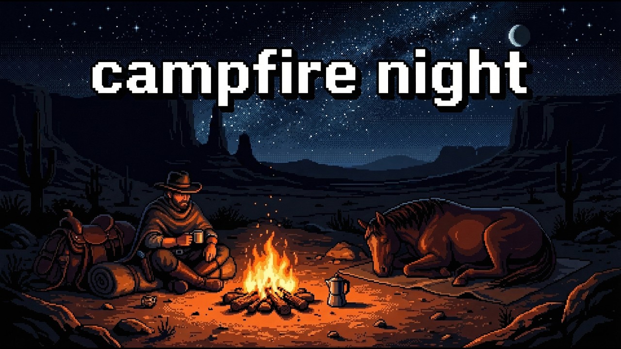 Lonely Cowboy Campfire at Night 🤠🔥 Lofi Western Ambience for Relaxing & Sleep