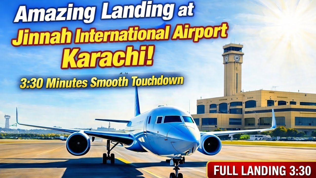 Perfect Landing in Karachi! | Jinnah International Airport Smooth Touchdown (3:30)
