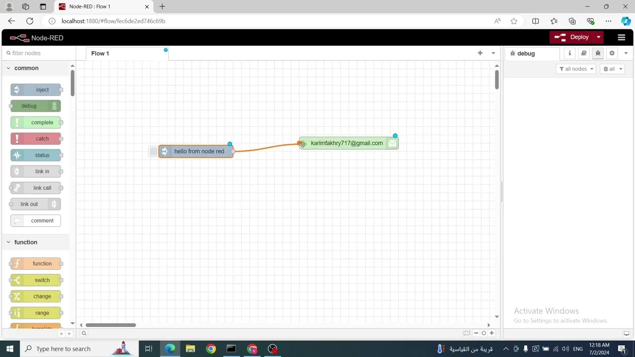 How to send email from Node-red