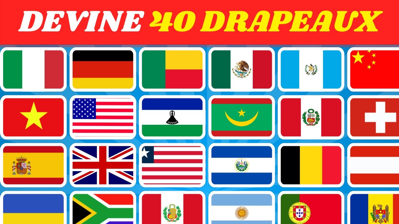 Peux-tu DEVINER ces 40 drapeaux ? 🌍 (Facile, Moyen, Difficile, Impossible)