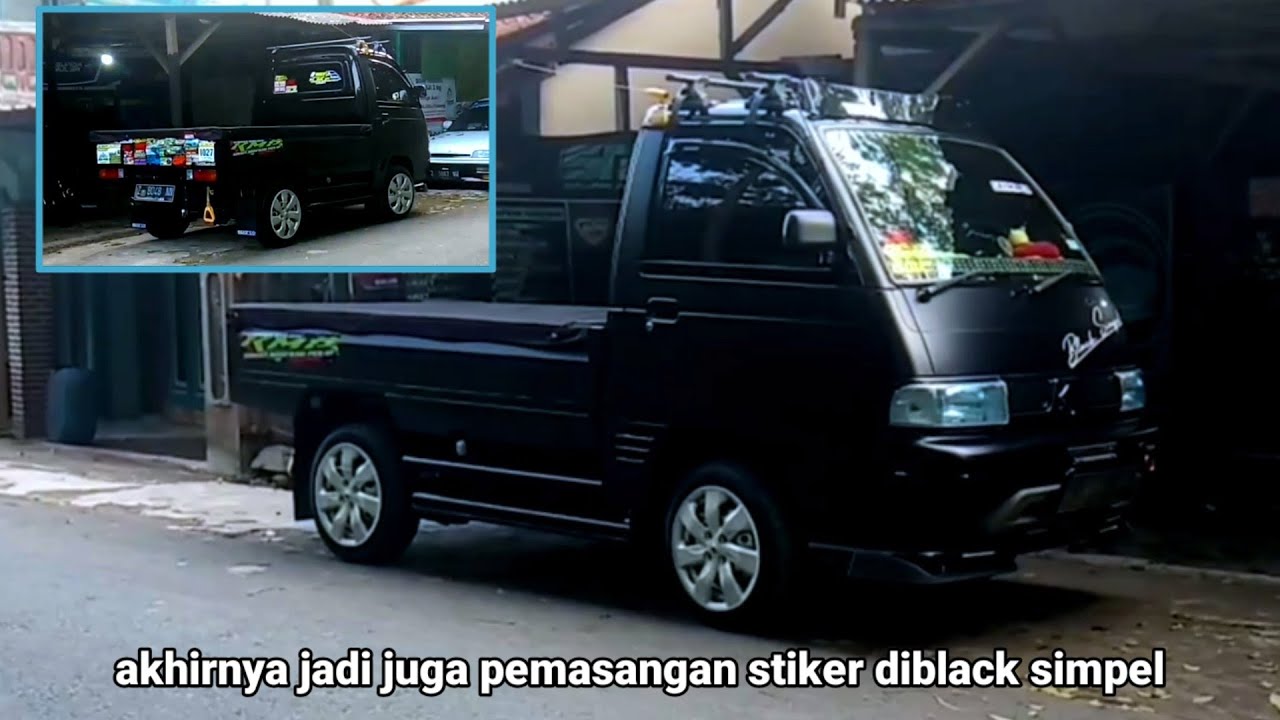 Proses Pemasangan Stiker || MODIFIKASI PICK UP CARRY BLACK SIMPEL