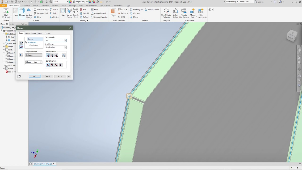 17 Autodesk Inventor 2020 Sheet Metal - Electric Cabinet