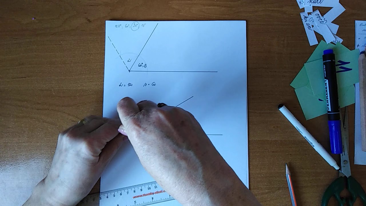 Jak narysovat úhly  120,60,30,15... stupňů bez úhloměru