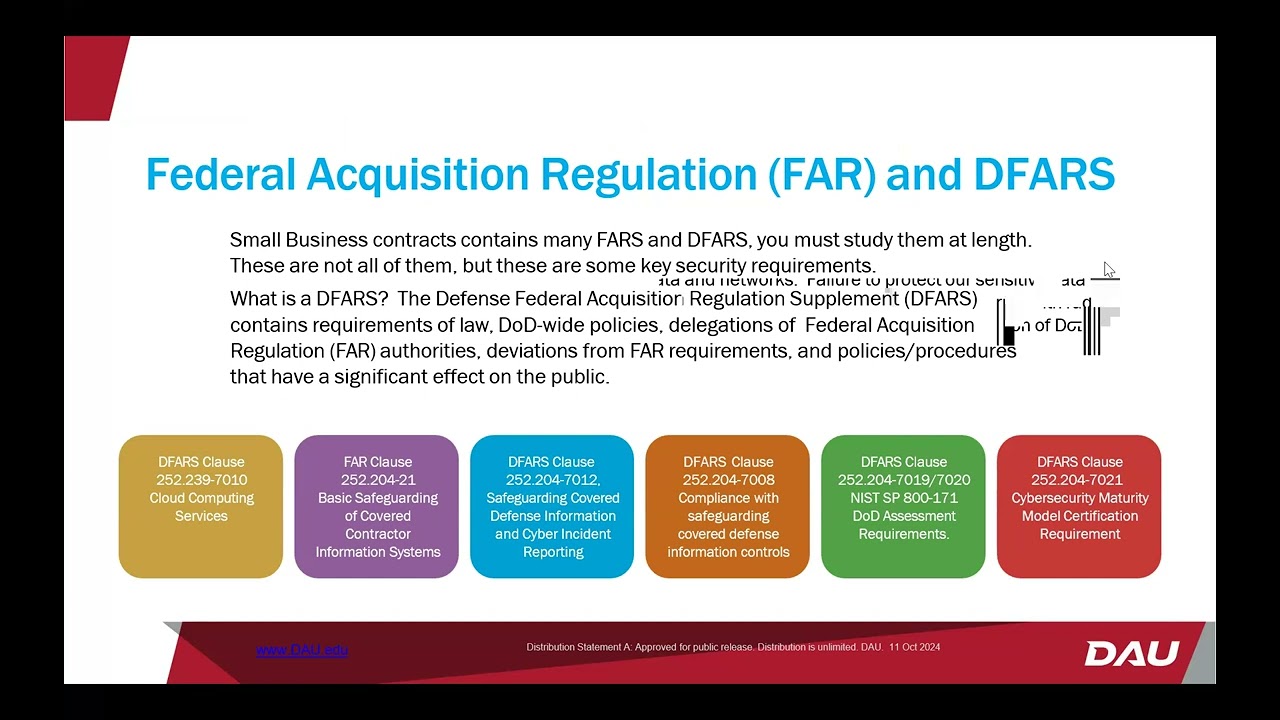 Cyber FAR and DFARS in a Small Business Contract