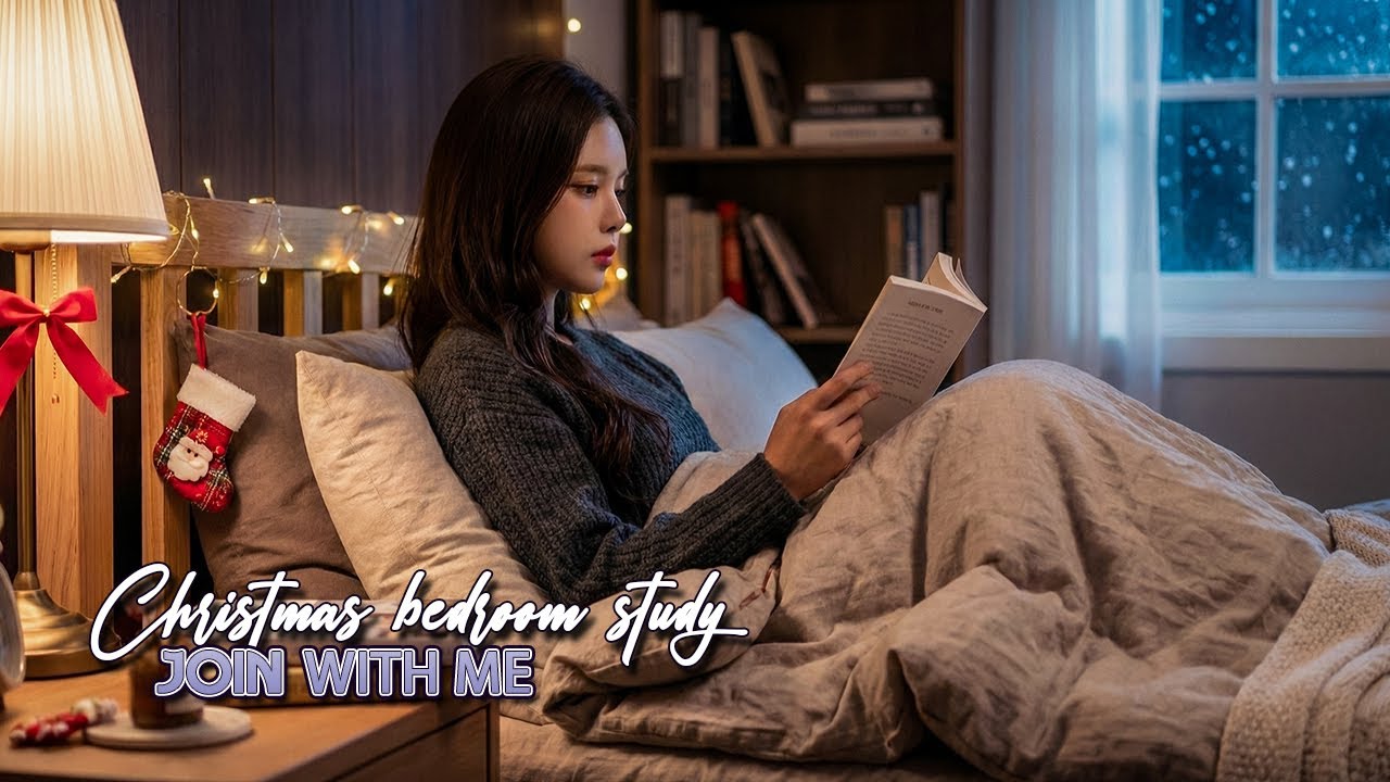 The winter night felt quiet, so I stayed in and studied ❄️ | Cozy Winter Bedroom Ambience
