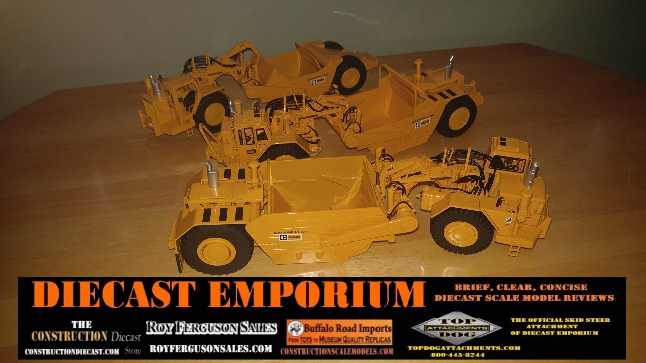 Classic Construction Models Cat 651B, 657B, and 657B with 666B Coal Body Wheel-Tractor Scrapers