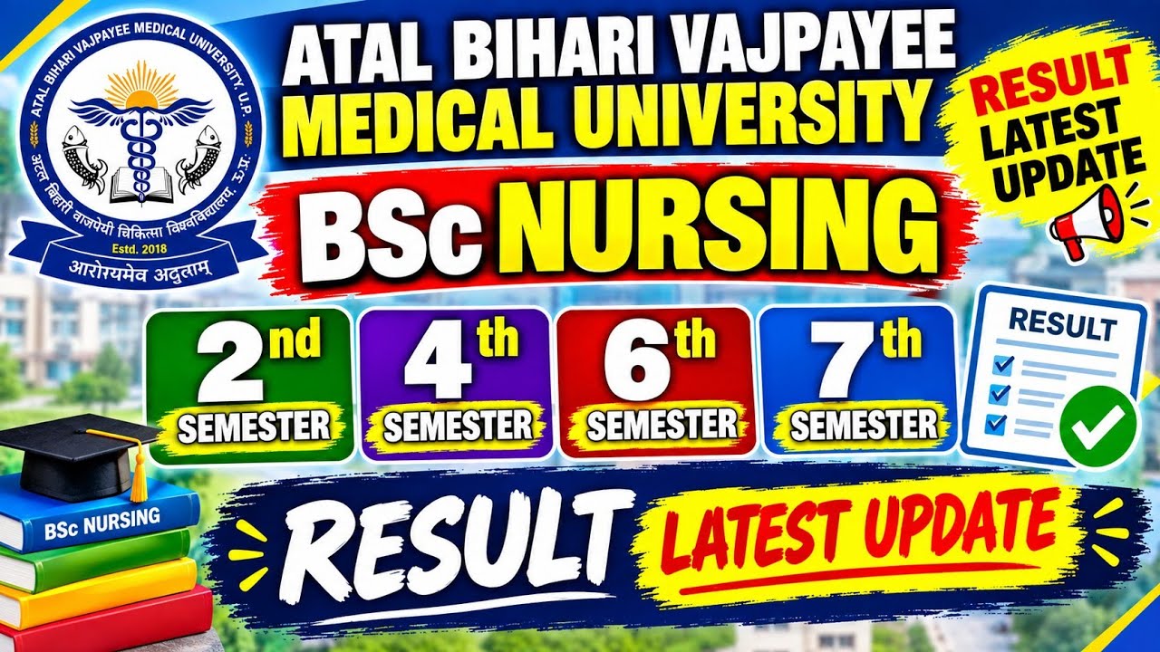 ABVMU BSc Nursing 2nd,4th,6th&7th Semester University Exam Result। ABVMU BSc Nursing Semester Result