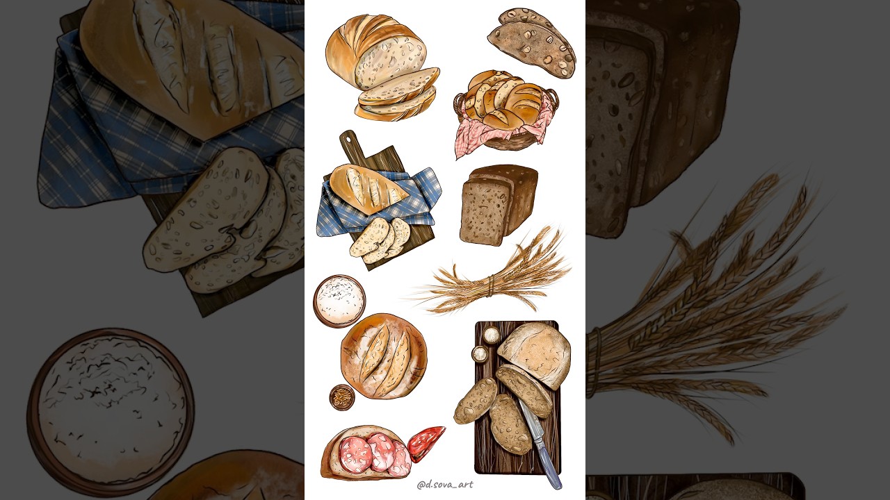 Drawing Bread Stickers in Procreate | Рисую хлебные стикеры в Procreate
