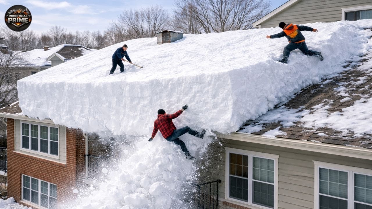 Idiot Snow Removal: Massive Roof Avalanche | Extreme Dangerous Plow Truck Fails #8