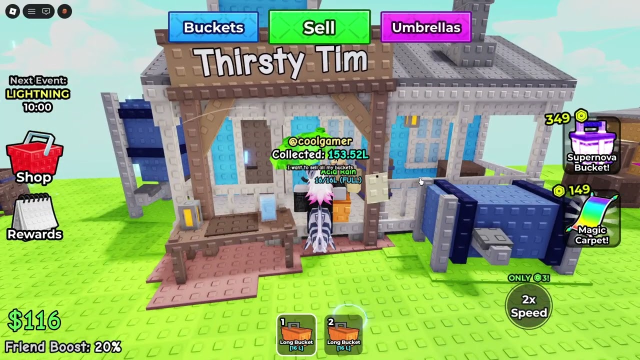 collecting rain in a bucket