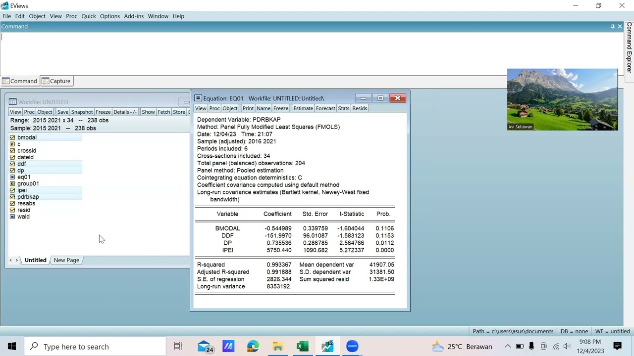Tutorial regresi FMOLS (Fully Modified OLS) dengan E Views