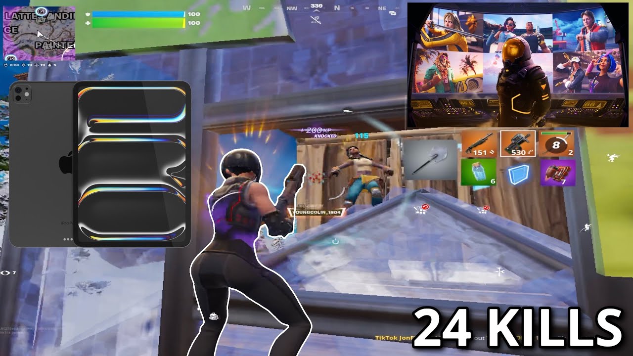 Fortnite MOBILE - 24 KILL Solo vs Squads (120FPFS iPad Pro M4 Gameplay)