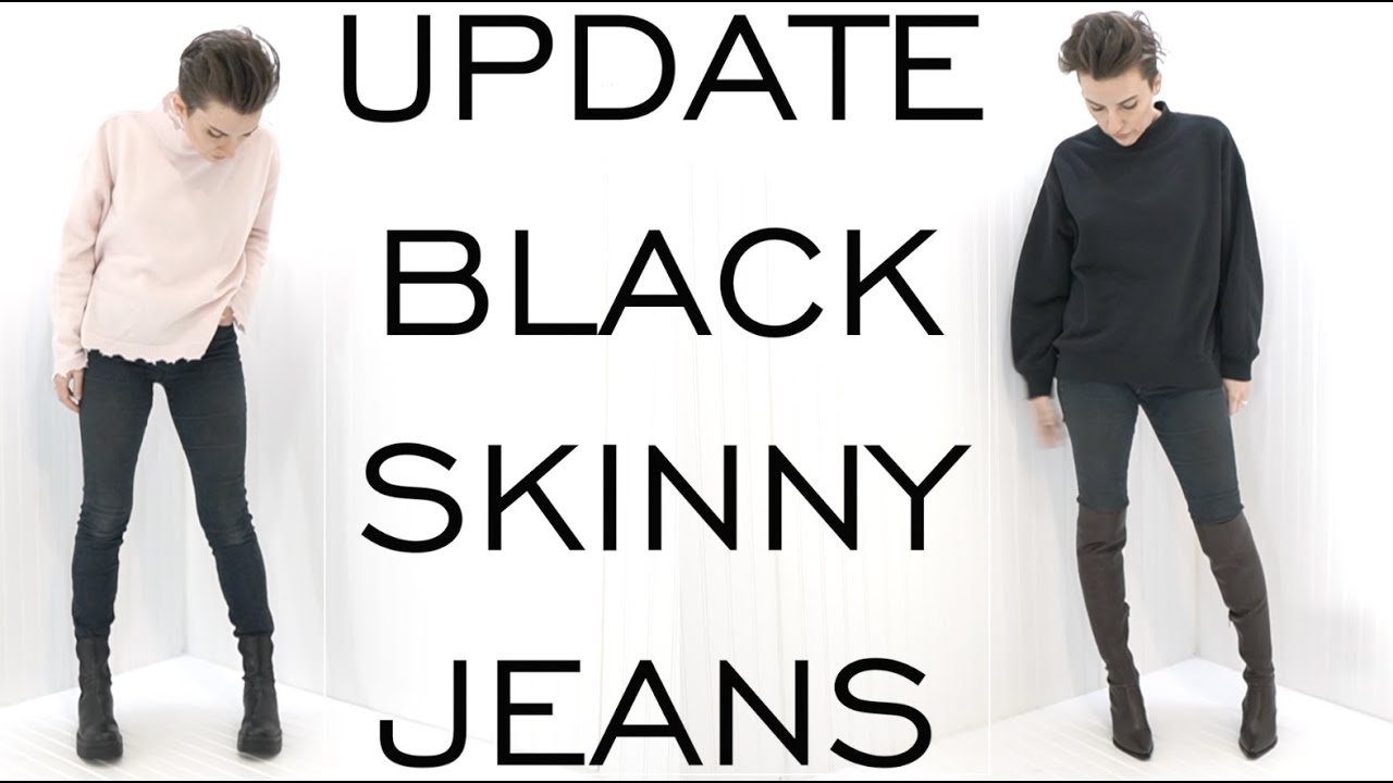 UPDATE BLACK SKINNY JEANS with these EASY HACKS / Edgy Minimalist Style / Emily Wheatley
