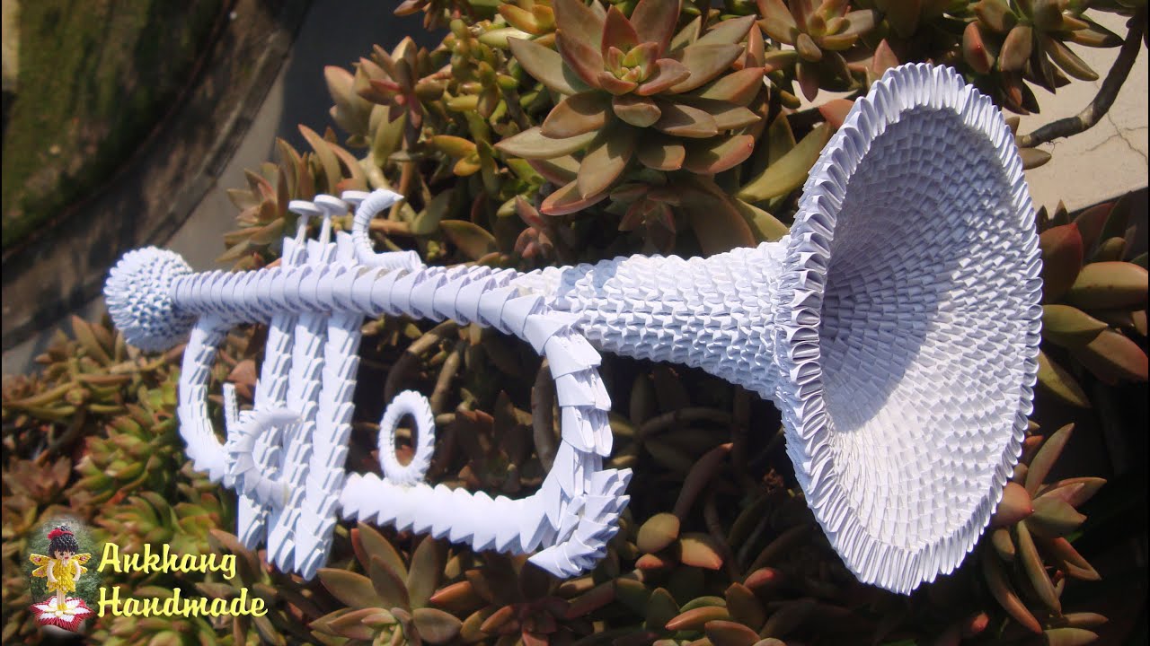 3d origami trumpet tutorial | DIY paper trumpet home decoration idea