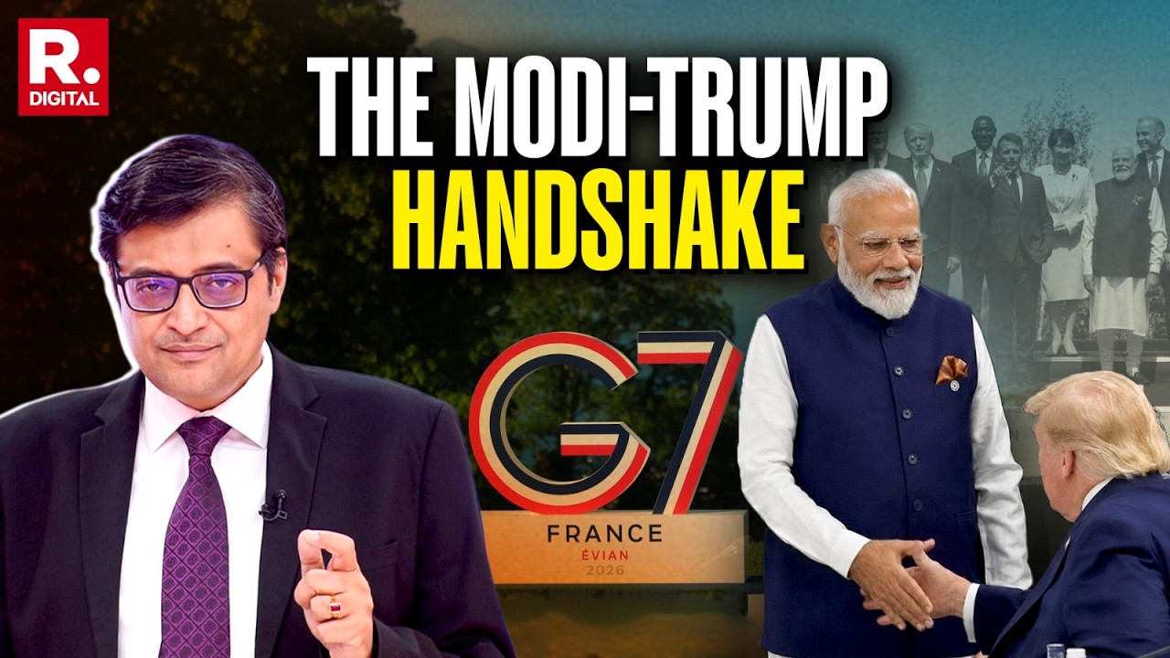 Arnab Deciphers PM&rsquo;s Powerful Messaging In 20-Second Modi-Trump Handshake