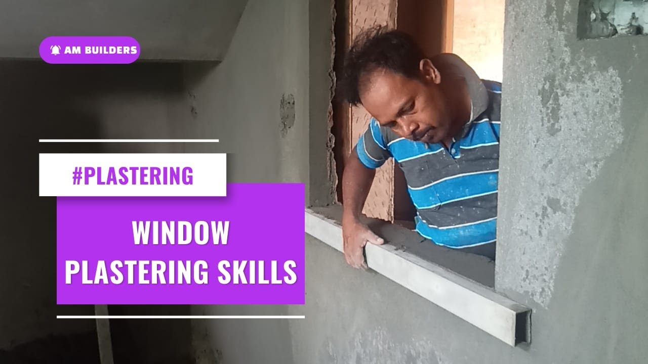 Window plaster | Window side edges fine finishing | Plaster around window | Plastering skills