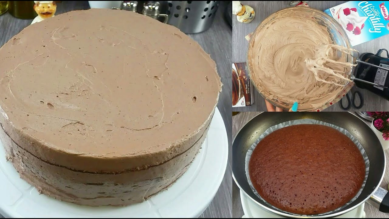 طريقة تحضير كيك بالشكولاتة في المقلاة/ How to make easy chocolate cake in fry pan/no oven cake