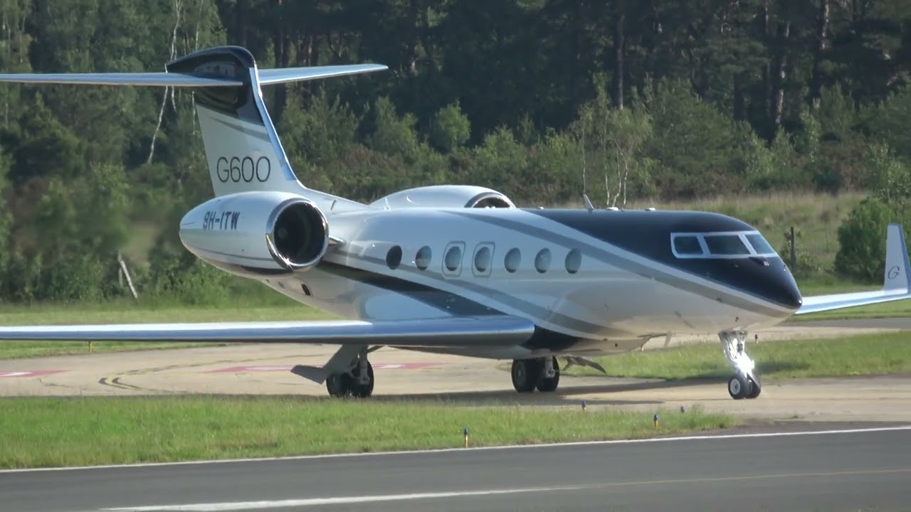 GULFSTREAM G600 9H-ITW TAXI AND TAKE OFF RUNWAY 6 FARNBOROUGH EGLF 2-6-2024