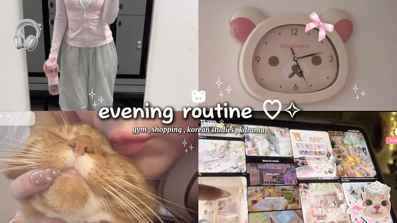 [ vlog ] EVENING ROUTINE☕️🎀 shopping, gym, korean study, k-dramas  ⋆. 𐙚 ˚