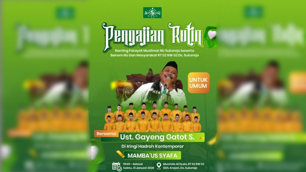 🔴 [ LIVE ] PENGAJIAN RUTIN RANTING NU KEC. SUKOREJO BERSAMA UST. GAYENG GATOT S. || 31 JANUARI 2026