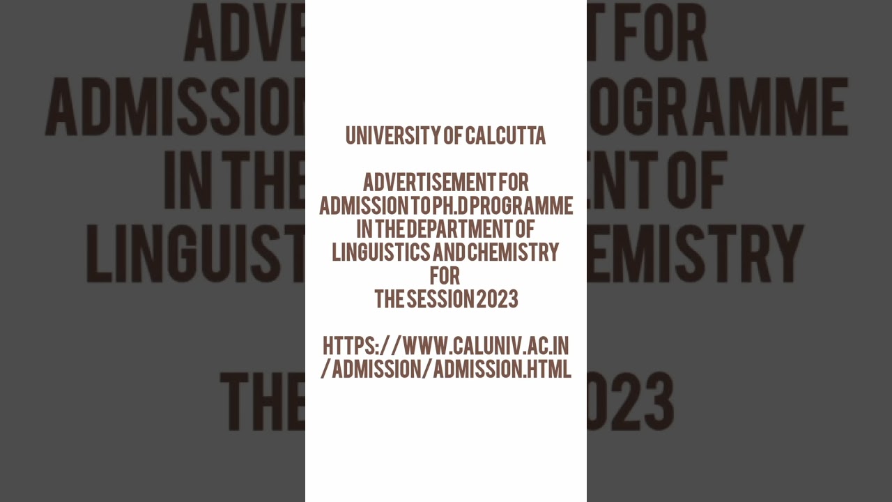 Calcutta University PhD Admission 2023 #phd #phd2023 #cu #research #viral #viralvideo #chemistry