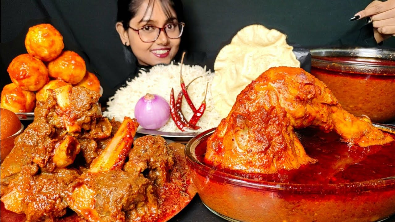 Eating Chicken Curry, Mutton Curry, Egg Ghee Roast | Big Bites | Mukbang | Asmr | Foodie Darling