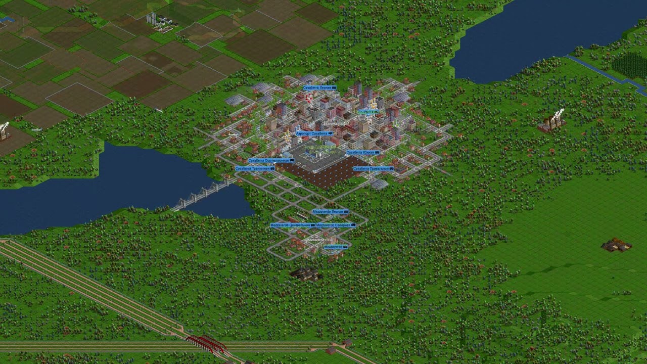 [4K] OpenTTD - city growth from 1950 to 2050 - Casalterra Mezzaverde