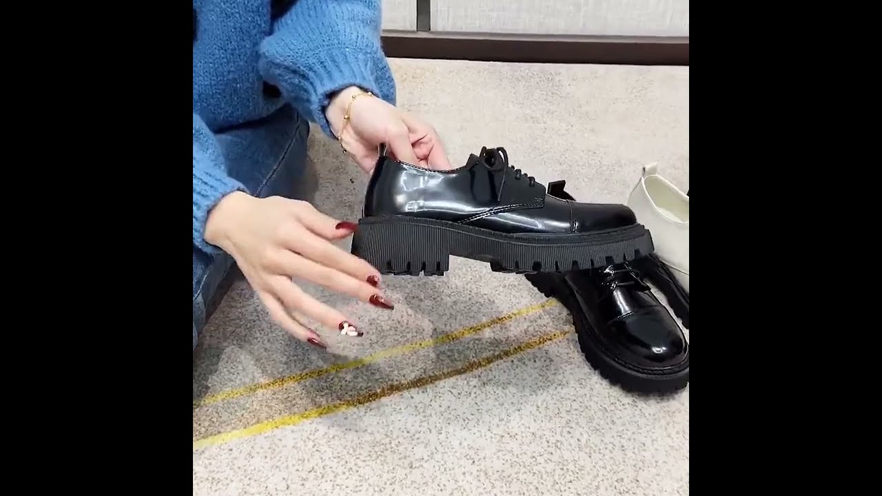 AIYUQI Shoes Women British Style Thick-soled Platform Retro Patent Leather Lace-up Spring Loafers