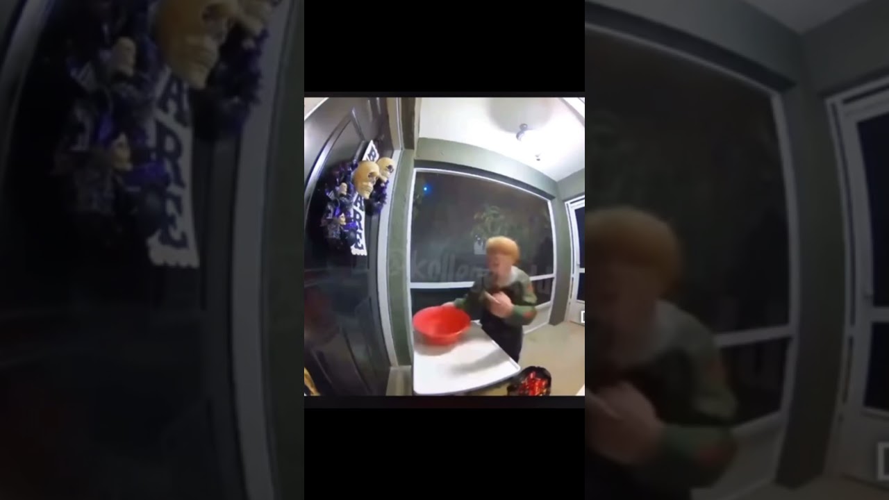 Kid steals all Halloween candy then flicks off camera