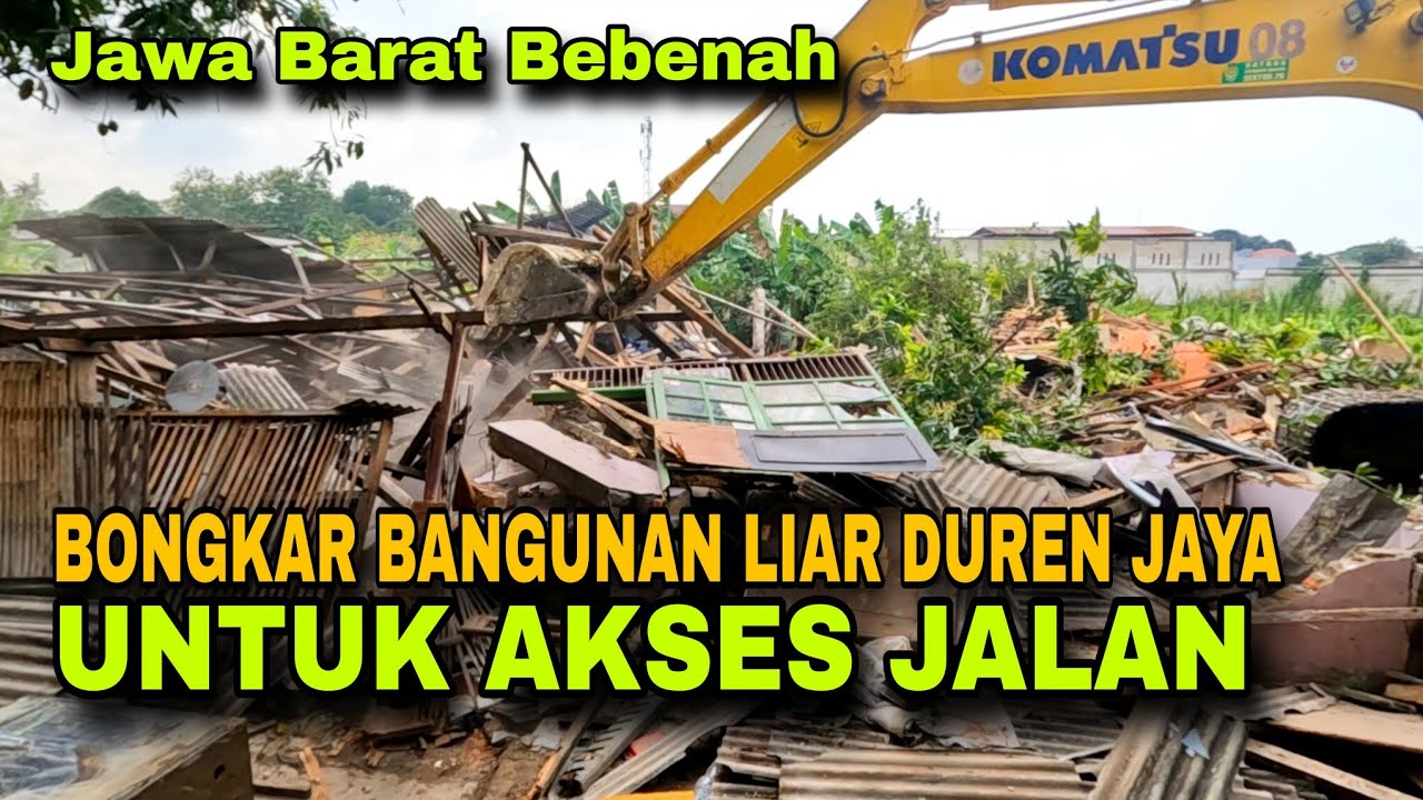 PEMBONGKARAN BANGUNAN LIAR DUREN JAYA KALI IRIGASI BEKASI UNTUK AKSES JALAN, JAWA BARAT BEBENAH