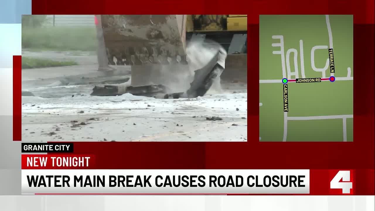 Road closed in Granite City due to water main break, partial street collapse
