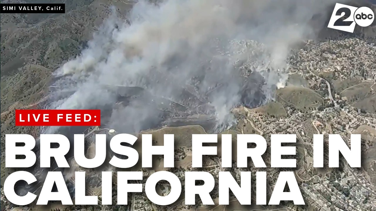 Firefighters battle brush fire burning in Simi Valley, California - evacuations ordered: ABC feed