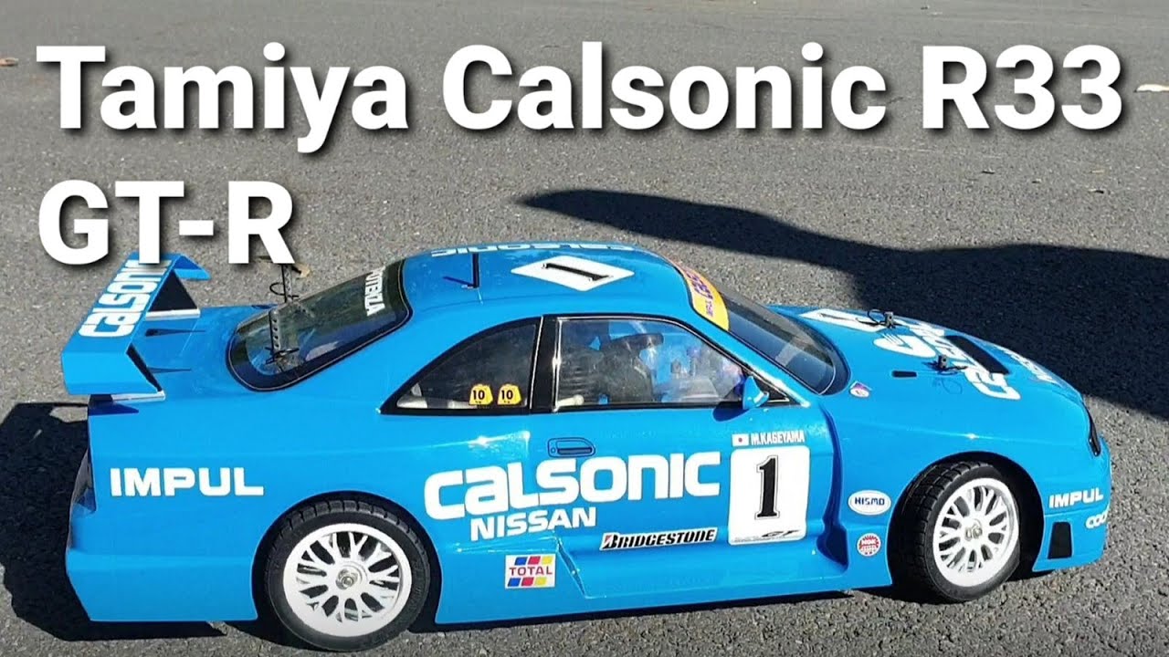 Tamiya Calsonic R33 GT-R Skyline, first time running. Tamiya TGX mk1, vintage RC nitro