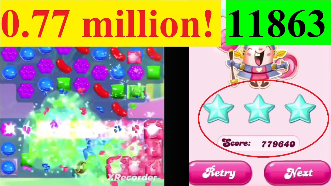 Candy Crush Saga Level #11863 no booster sugar stars 0.77 million!!!