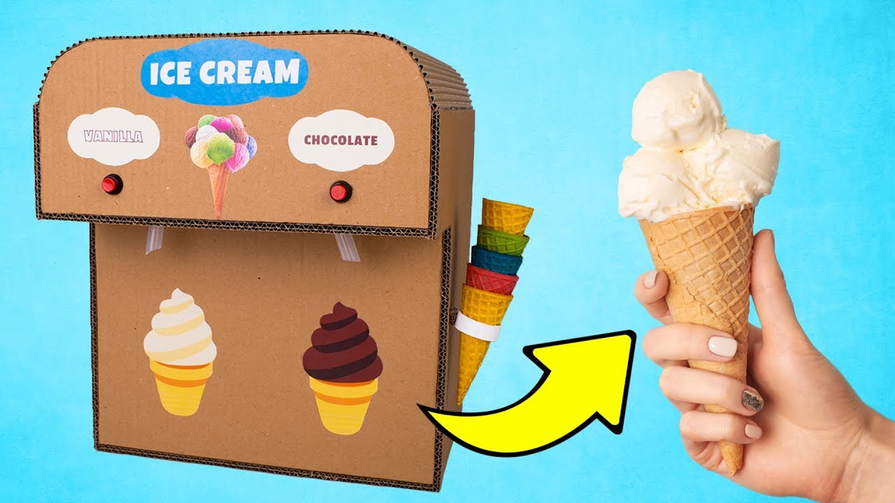 Domowej roboty tekturowa maszyna na lody 🍦