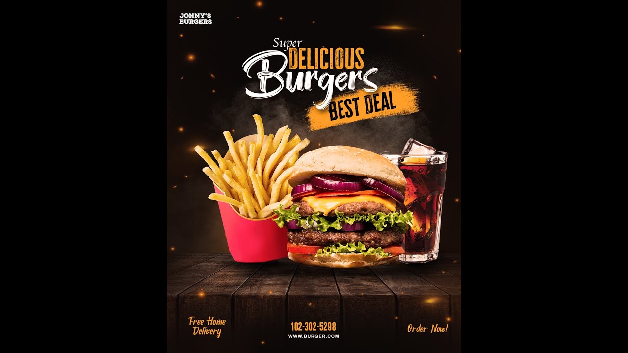 تصميم اعلان لبركر في الفوتوشوب | Burger poster|Photoshop Tutorial