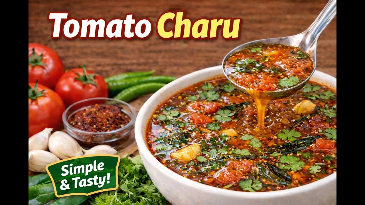 Tomato Charu Recipe | Andhra Style Tomato Rasam|Spicy & Tangy Tomato Rasam | South Indian Recipe