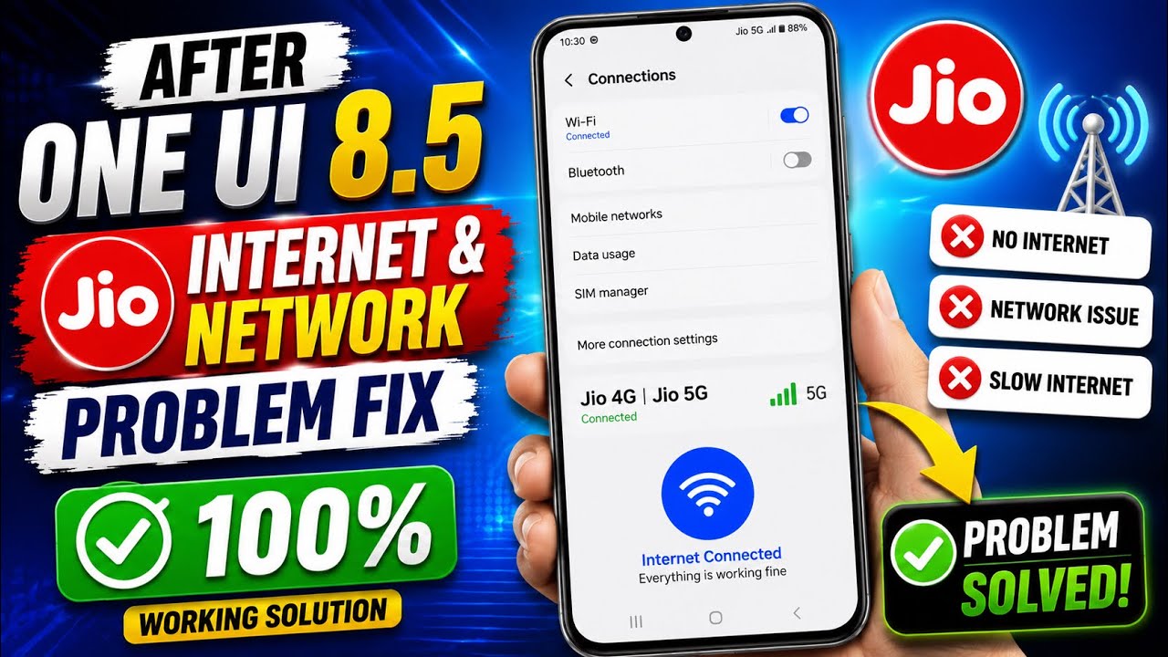 Samsung Mobile Network Problem Jio4G/5G Internet or Network Problems Fix 