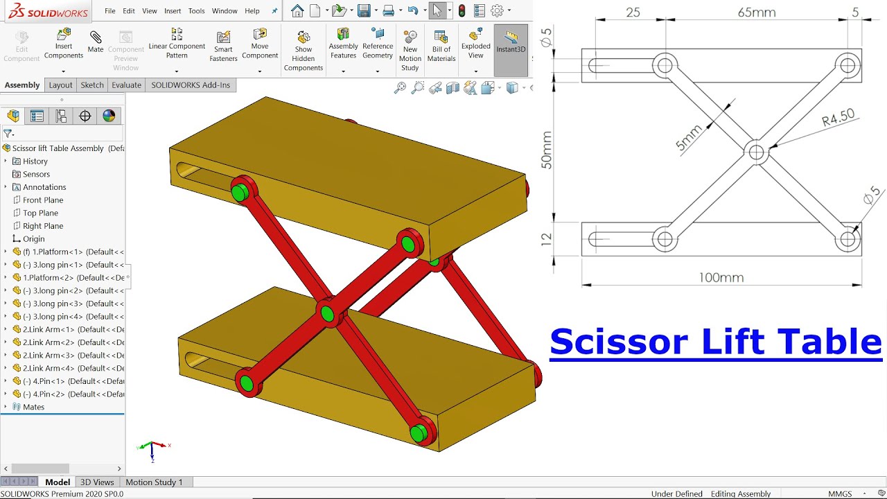 SolidWorks Tutorial Scissor Lift Table