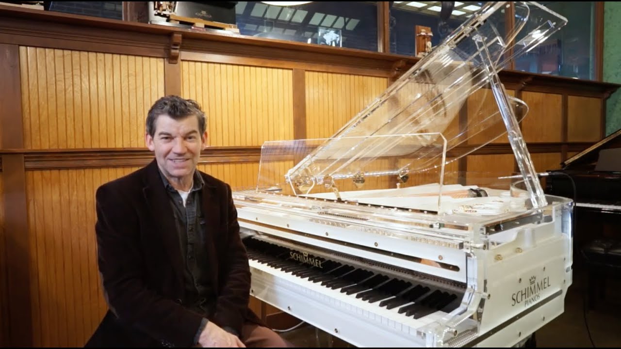 Custom Schimmel Art Case K213 Plexiglass Grand Piano Arrival to Classic Pianos Portland