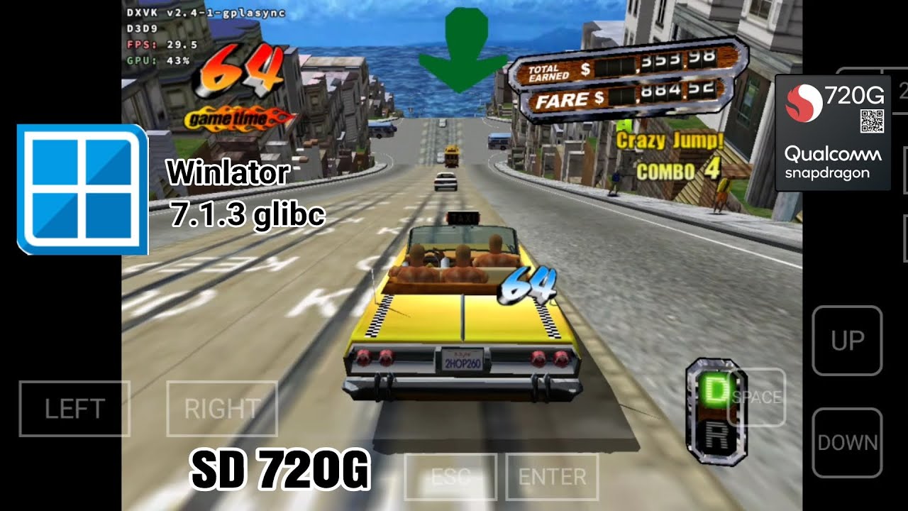 Crazy Taxi 3 Winlator 7.1.3 glibc Snapdragon 720g Android