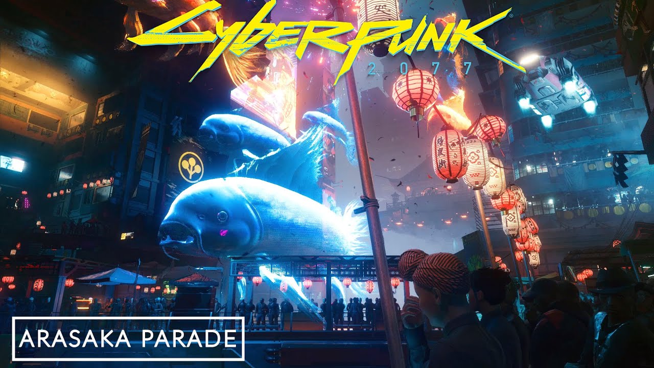Cyberpunk 2077 - Walking around The Arasaka Parade, Night City I Binaural Sound