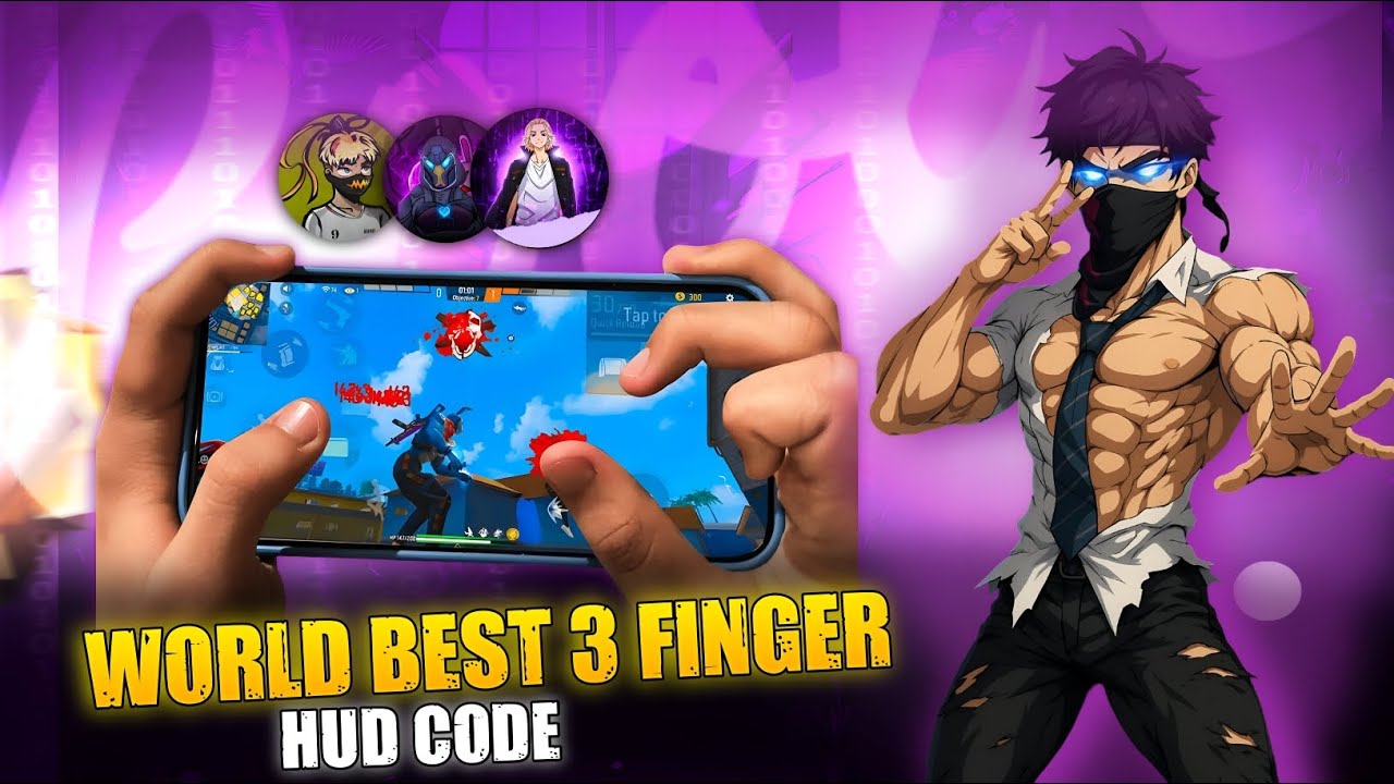 TOP BEST 3 FINGER BIG YOUTUBER CUSTOM HUD FREE FIRE | BEST 3 FINGER HUD | FREE FIRE | MOVEMENT HUD
