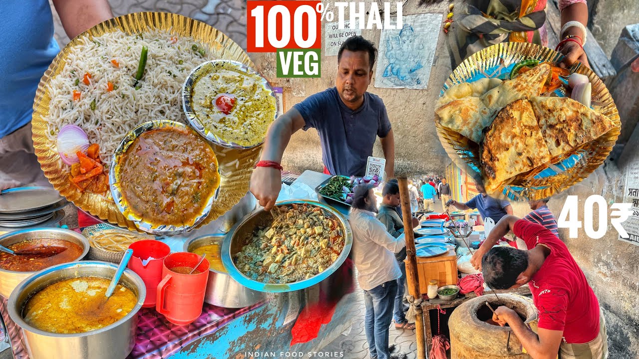 CHEAPEST Veg Thali In CHANDANI Market | 2 Sabji With Fried Rice | Kulcha | 40₹ | @IndianFoodStories1