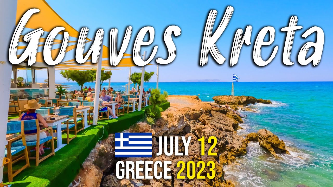 Gouves Crete, walking tour 4k, Kreta, Greece 2023
