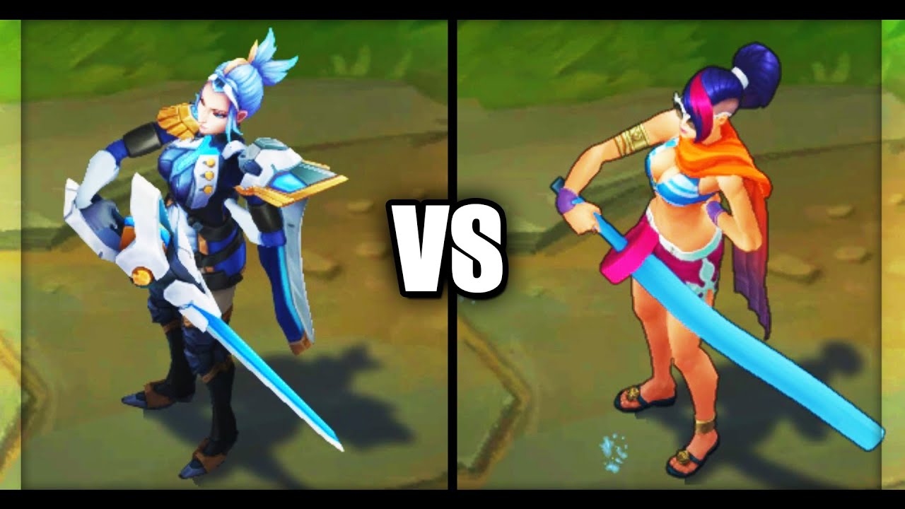 Pulsefire Fiora vs Pool Party Fiora Epic Skins Comparison (League of Legends)