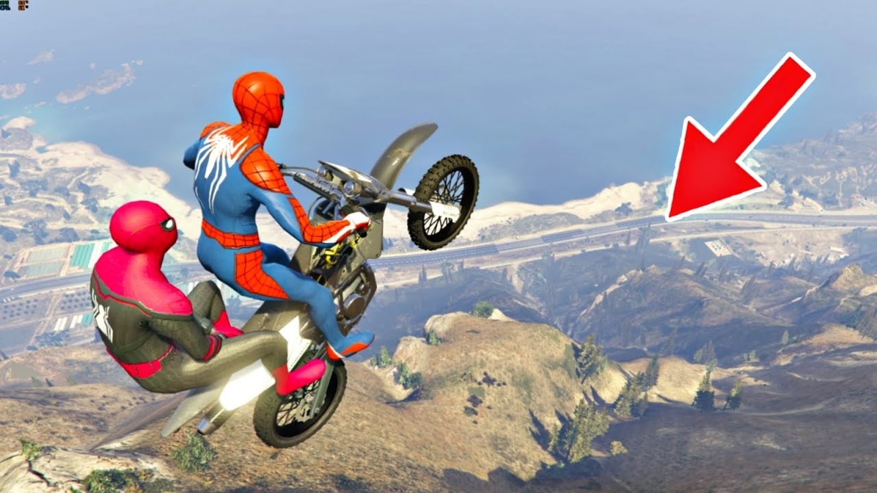 GTA 5 Stunning Ragdolls # 24 (Spider Man - Fallos en Moto Cross de montaña cuesta abajo) MOTO