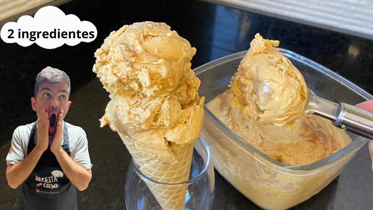 Com 2 ingredientes sorvete de doce de leite super cremoso