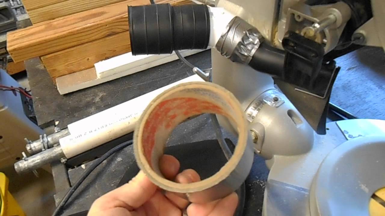 Add dust collection pipe to DeWalt miter saw